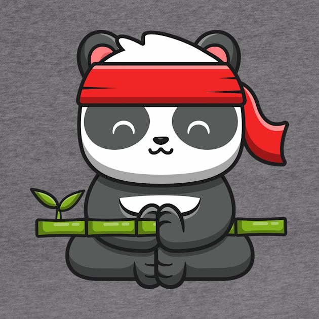 Cute Panda Kung Fu Meditation Holding Bamboo by Catalyst Labs